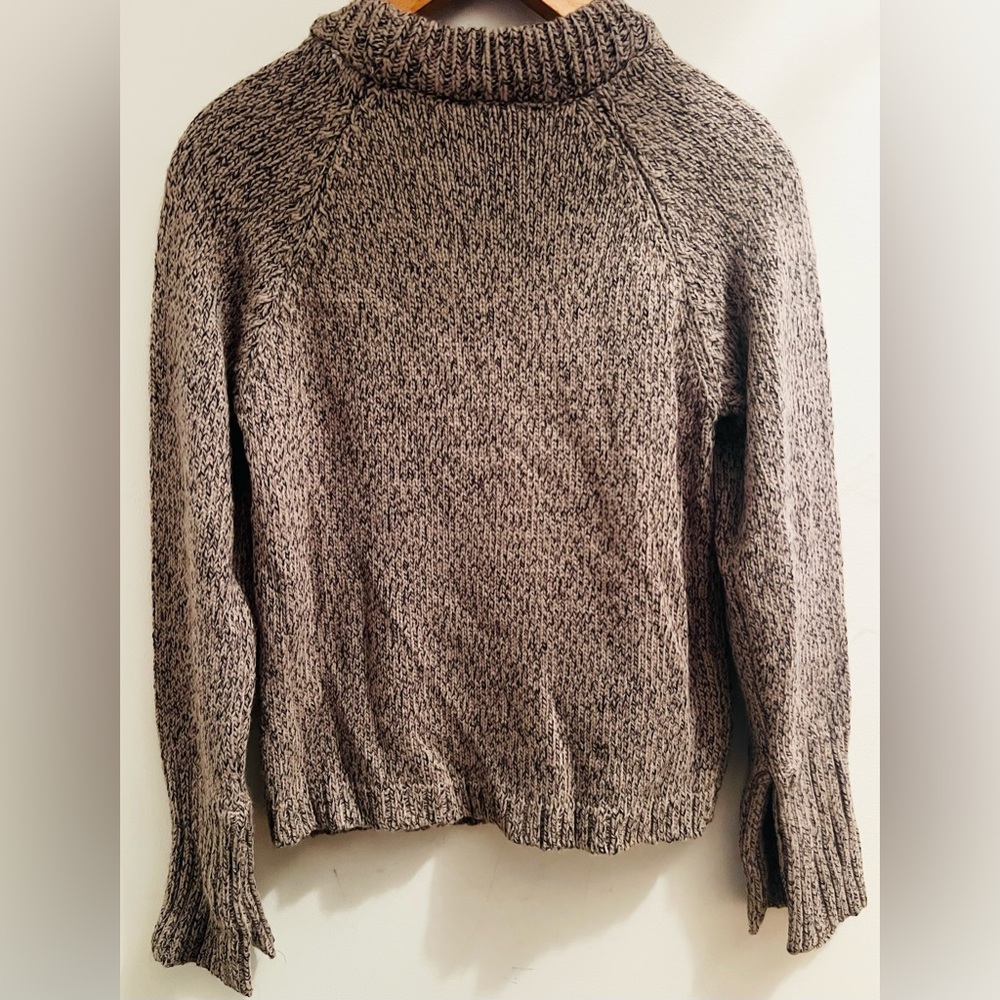 Zara Black & Tan Crew Neck Button Sweater Size L - Picture 9 of 9